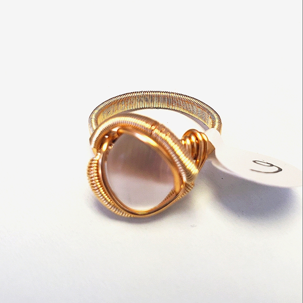 Sea glass handmade wire wrap ring size 6